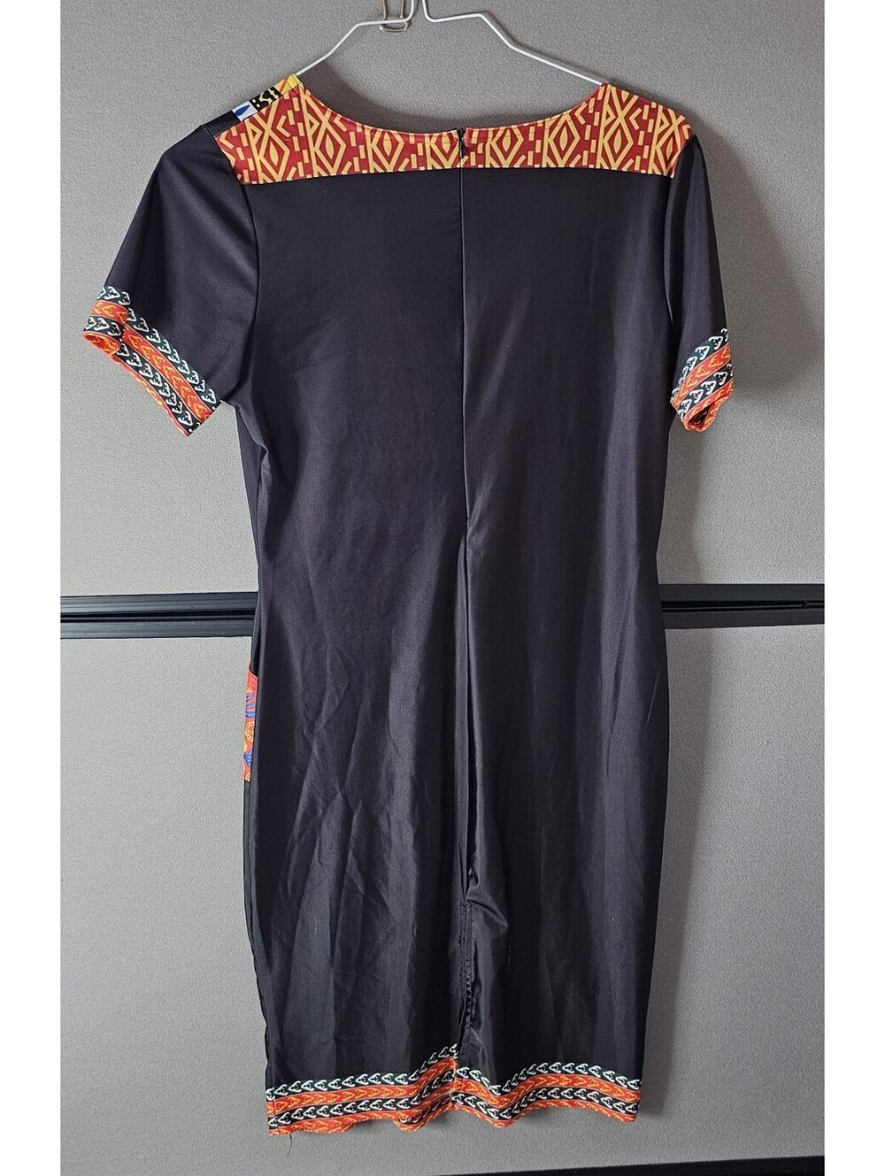 Women's Black and Multicolor Patterned Dashiki print V-neck Dress Size XL - Picture 2 of 4